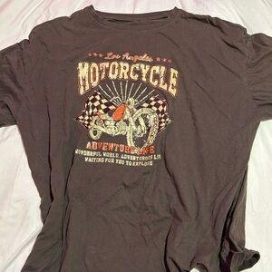 Motorcycle Graphic T-Shirt - Brown
